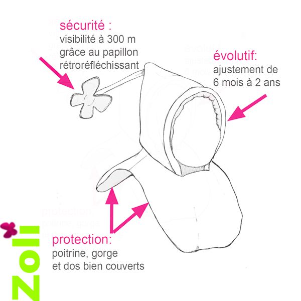 Zoli Coral and Light Pink Polar fleece kid hood - Image 2