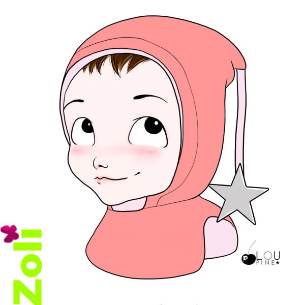 Zoli Coral and Light Pink Polar fleece kid hood - Image 3