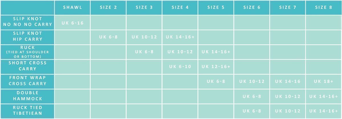 woven wrap size