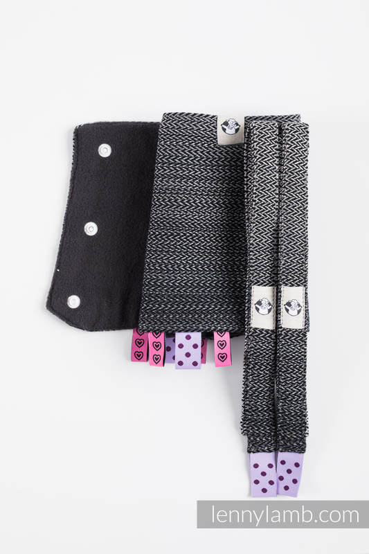 LennyLamb Drool Pads & Reach Straps Set - Little Herringbone Ombre Grey - Image 2