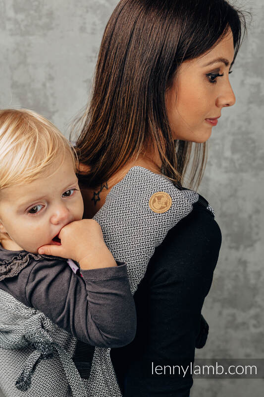 LennyLamb Drool Pads & Reach Straps Set - Little Herringbone Ombre Grey - Image 3