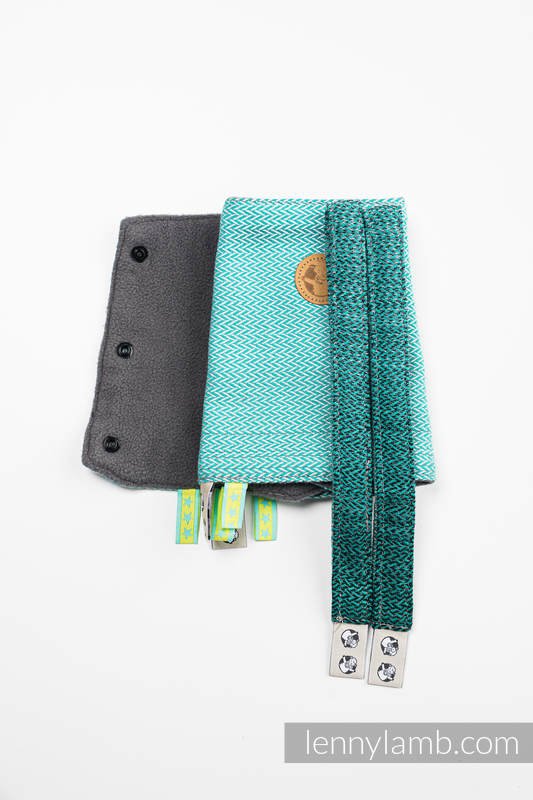 Lenny Lamb Drool Pads & Reach Straps Set - Little Herringbone - Ombre Green - Image 2