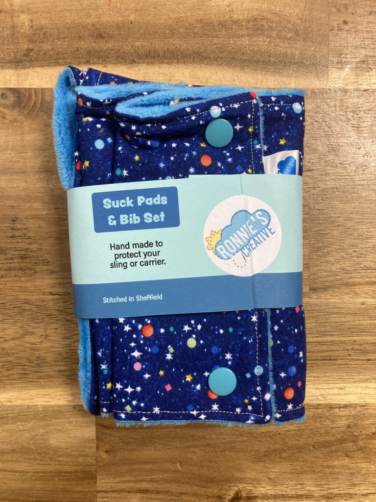 ronnie's creative rainbow galaxty suck pad and bib set
